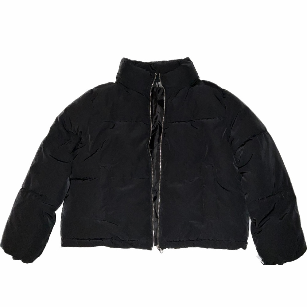 H&M Black Divided Puffer Jacket with Silver Tone Zipper Size 12 - Picture 2 of 6